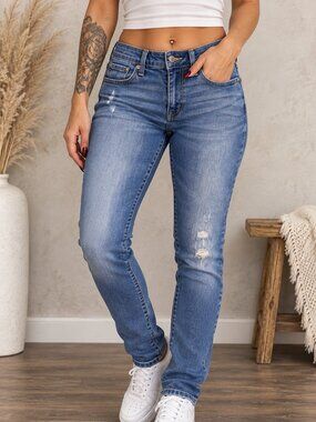Levi's Boyfriend Skinny Jeans Women's 27 Blue Distressed Denim 141